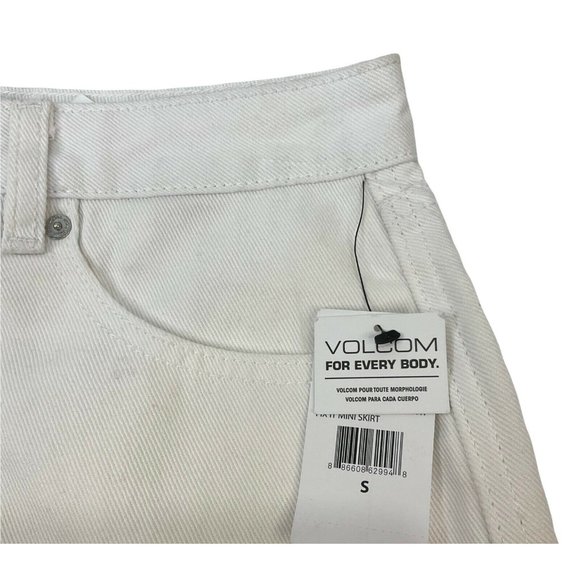 Volcom Skirt Womens Size Small Denim White Fix It Mini Skirt 5 Pocket Nwt $50 - Picture 3 of 7